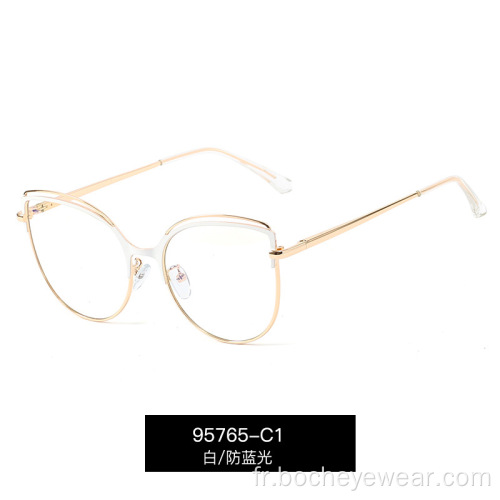 Nouveau métal anti lumière bleue lunettes femmes confortable printemps jambe mode monture de lunettes UV400 lentille plate